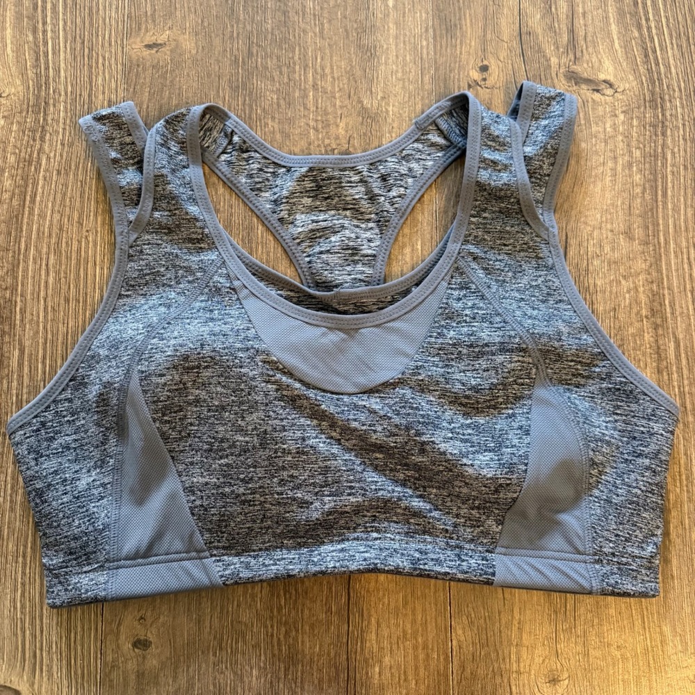 SYROKAN Sports Bra Gray Space Dye Racerback High Impact Gym Yoga Women XL